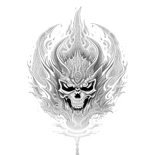 An Intricate Design Featuring A Fiery Demon Lord Reigning Over The Depths Of Hell