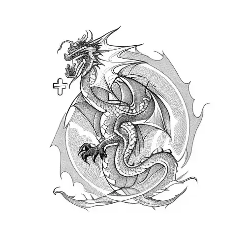 A Dragon Wrapped Around A Medical Caduceus Symbol