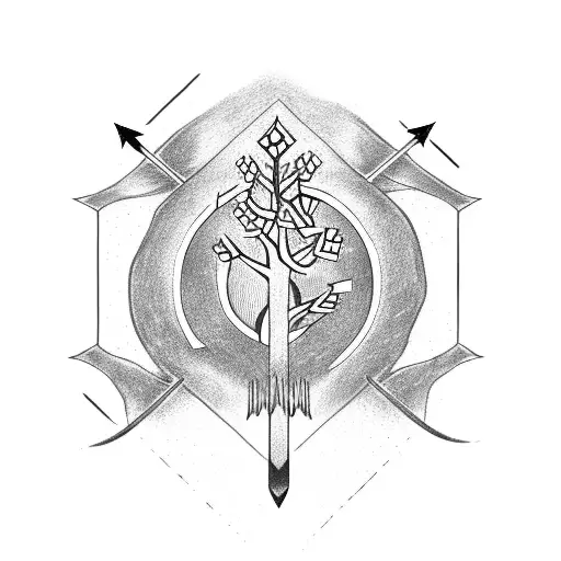 Tree With Arrow And Nordic Runes
