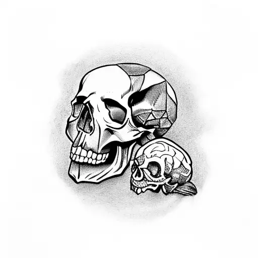 Skull Jail Wiht A Brain Inside