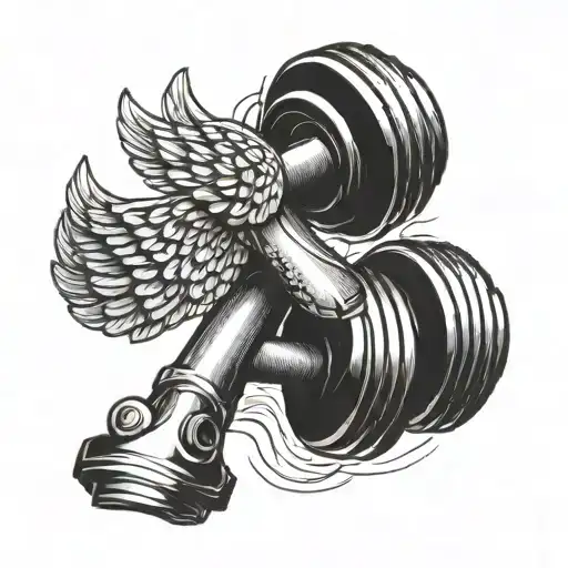 Dumbbell With Wings Symbolizing Strength And Freedom