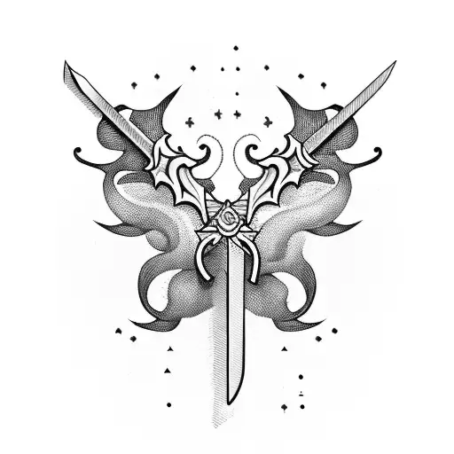 Sword With Crown And Words Around It