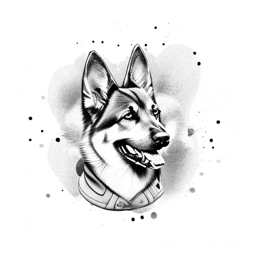 Black And Grey German Shepherd With A Paw Print Shaped Like A Heart