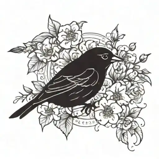 Canary Bird With Flowers Around It