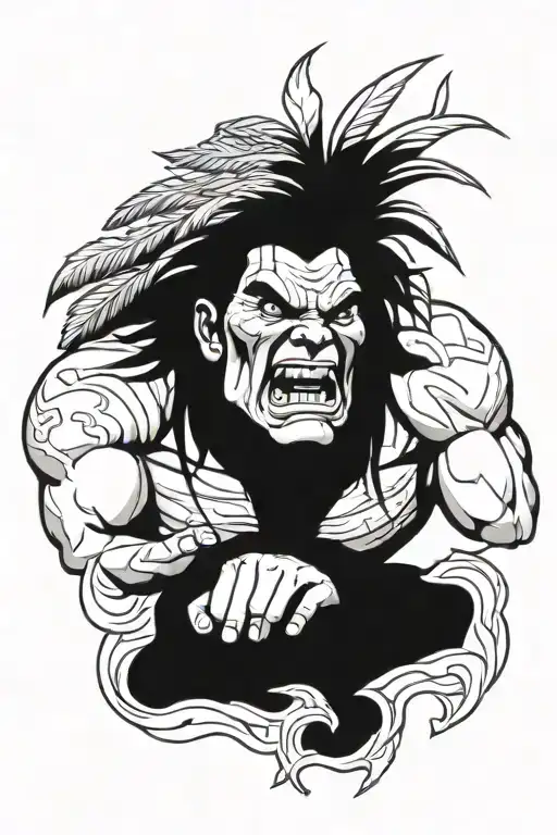 Native American Chief Hulk Monster Roaring