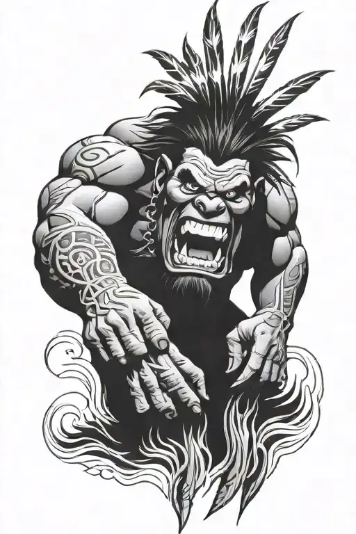 Native American Chief Hulk Monster Roaring