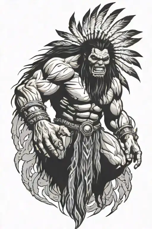 Native American Chief Hulk Monster Roaring