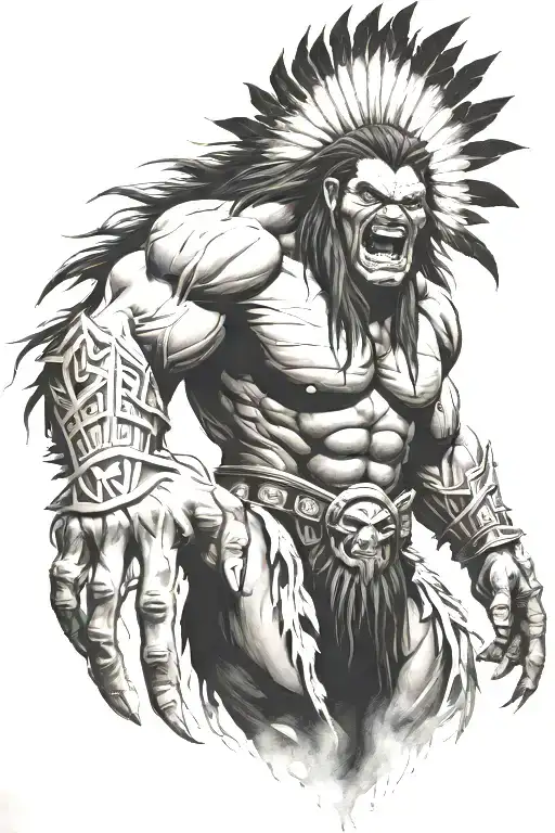 Native American Chief Hulk Monster Roaring