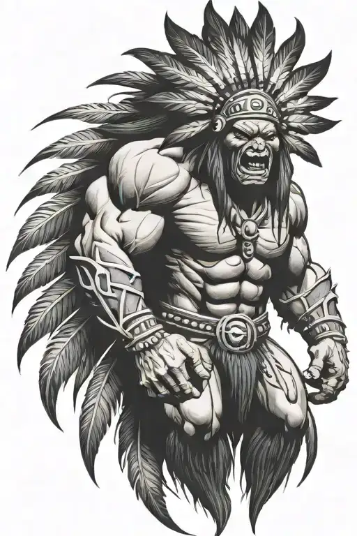 Native American Chief Hulk Monster Roaring