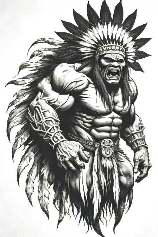 Native American Chief Hulk Monster Roaring