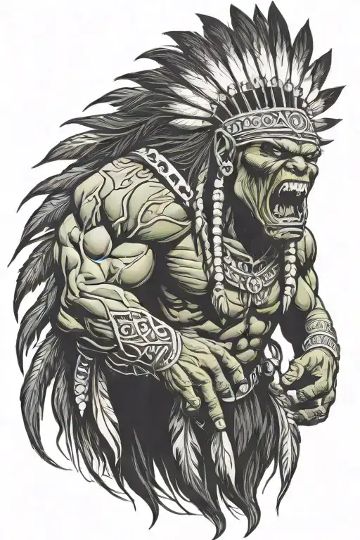 Native American Chief Hulk Monster Roaring