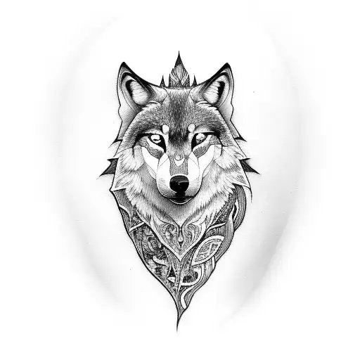 Female In Profile Wearing A Wolfhead