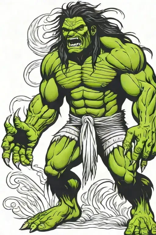 Native American Chief Hulk Monster Roaring Full Body