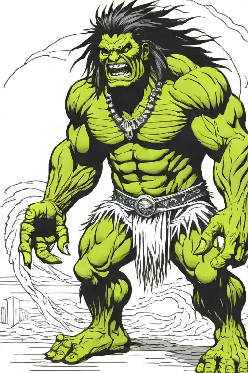 Native American Chief Hulk Monster Roaring Full Body