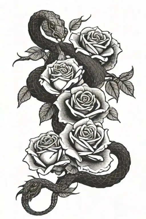 Snake Wrapped Around Rose Bouquet