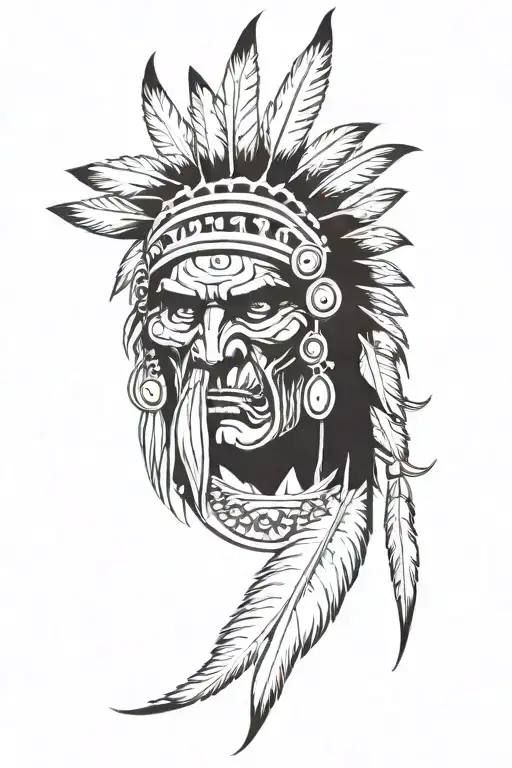 Native American Chief Feather Head Dress Hulk Angry Screaming Full Body
