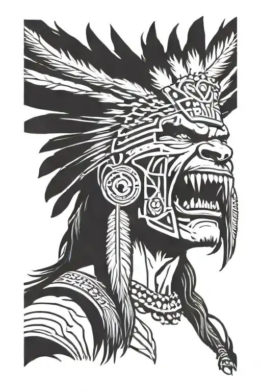 Native American Chief Feather Head Dress Hulk Angry Screaming Full Body