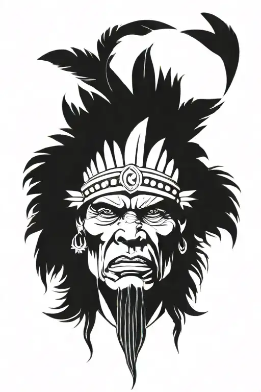 Native American Chief Feather Head Dress Hulk Angry Screaming Full Body