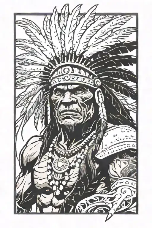 Native American Chief Feather Head Dress Hulk Angry Screaming Full Body