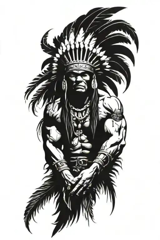 Native American Chief Feather Head Dress Hulk Angry Screaming Full Body