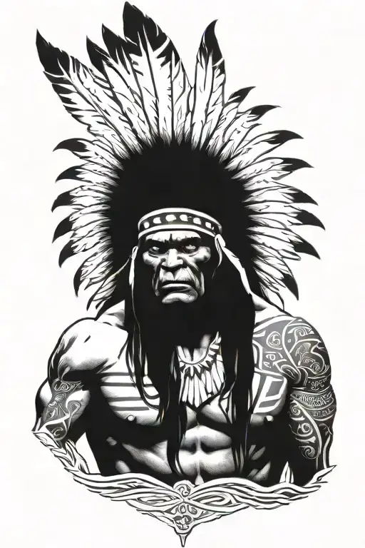 Native American Chief Feather Head Dress Hulk Angry Screaming Full Body