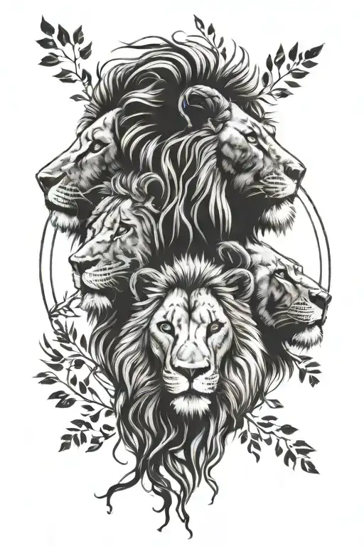 Tribute To Parents With Lion And Lioness And Roots In The Background