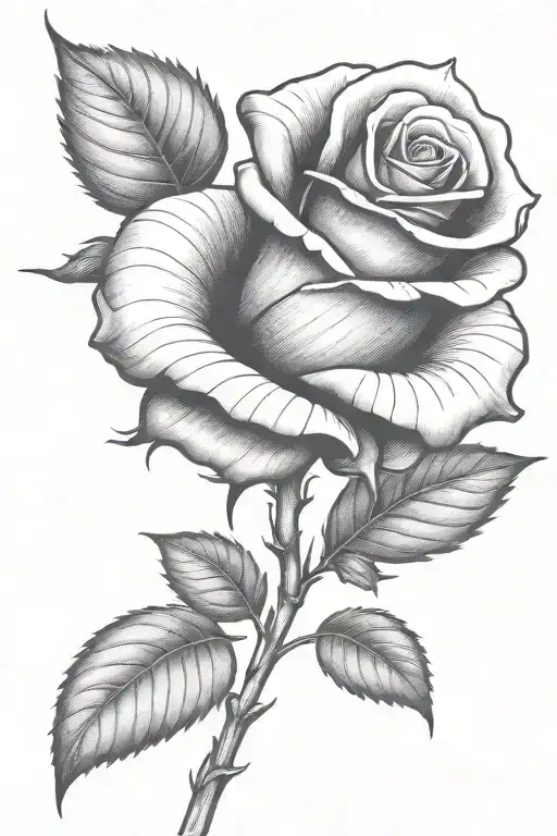 One Small Rose Growing With A Long Stem