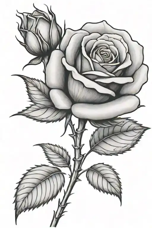 One Small Rose Growing With A Long Stem