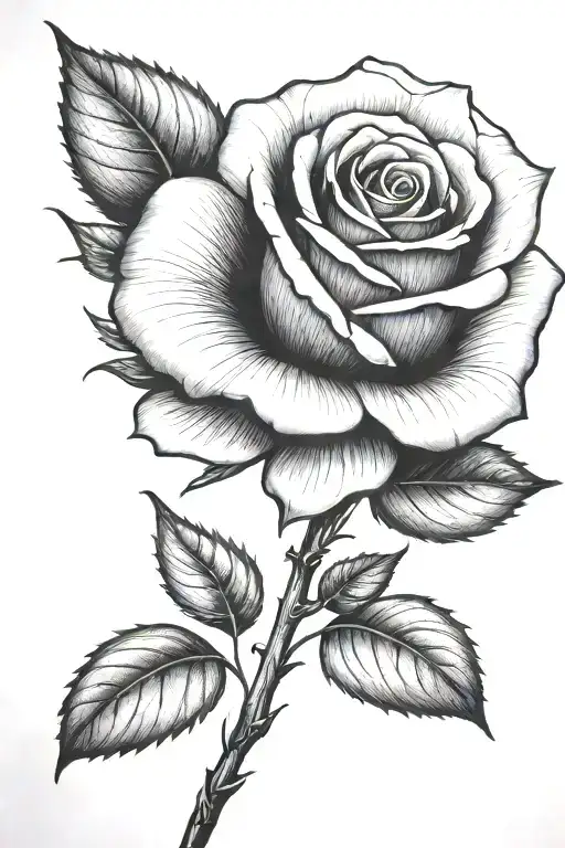 One Small Rose Growing With A Long Stem