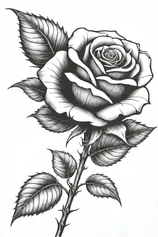 One Small Rose Growing With A Long Stem