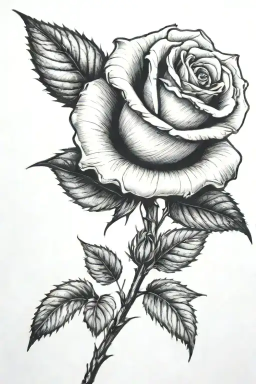 One Small Rose Growing With A Long Stem