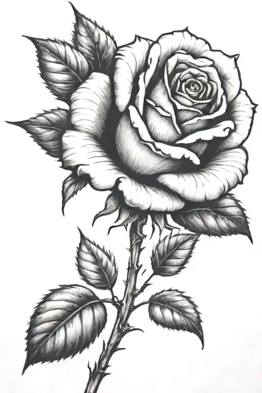 One Small Rose Growing With A Long Stem