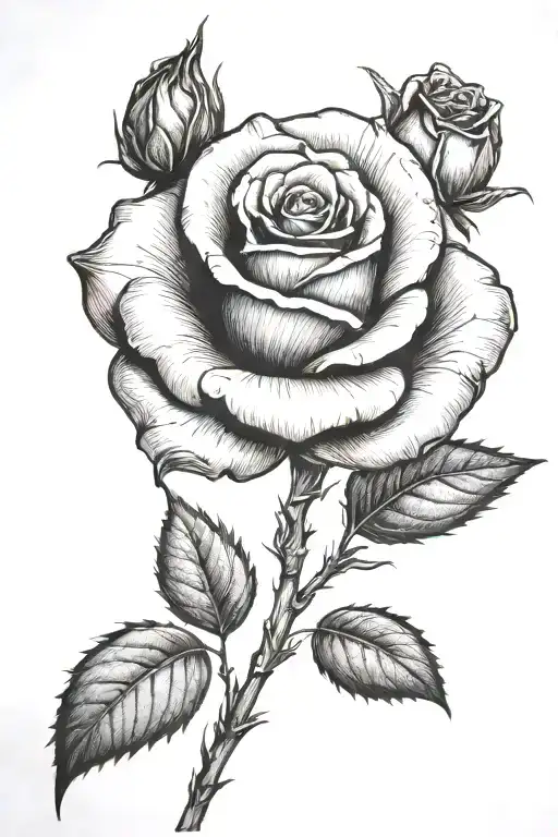 One Small Rose Growing With A Long Stem