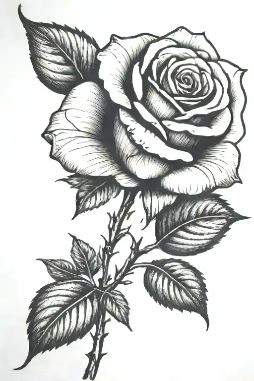 One Small Rose Growing With A Long Stem