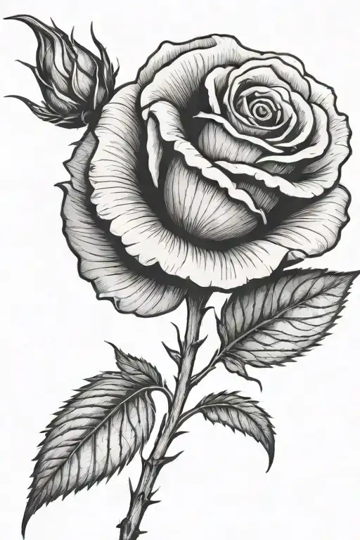 One Small Rose Growing With A Long Stem