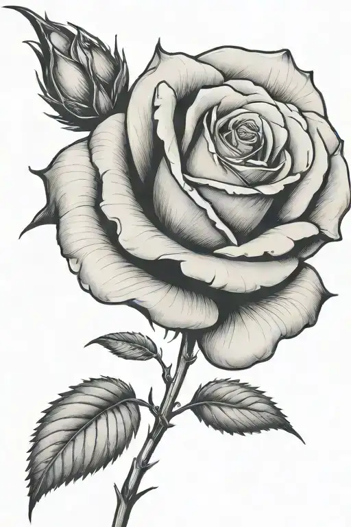 One Small Rose Growing With A Long Stem