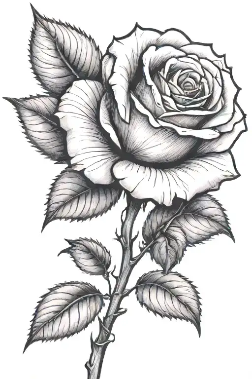 One Small Rose Growing With A Long Stem