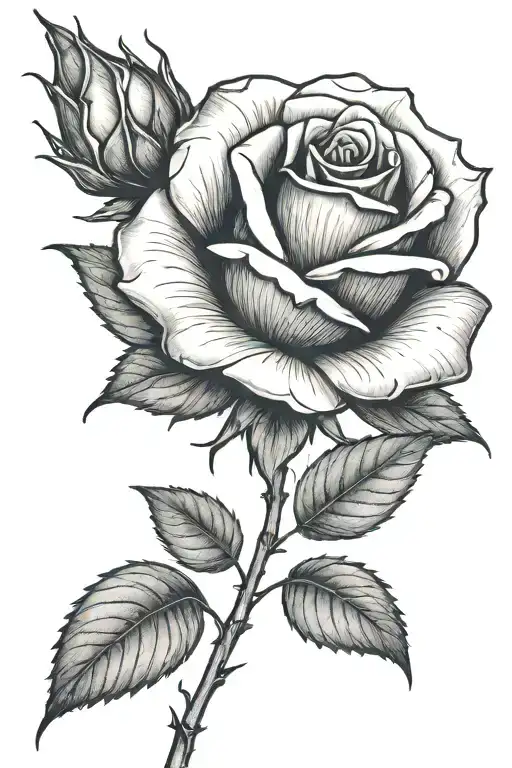 One Small Rose Growing With A Long Stem