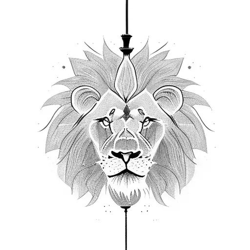Lion Head Silhouette With Lamp Post Giving Off Light