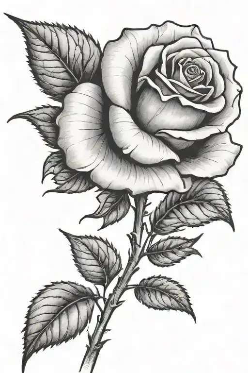 One Small Rose Growing With A Long Stem