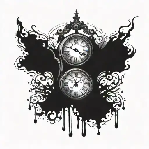 Neck Tattoo Design Of A Clock Melting