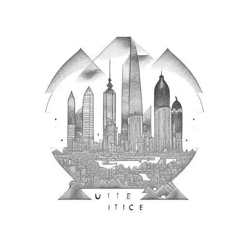 An Urban Skyline With A Hidden Cat And Dog