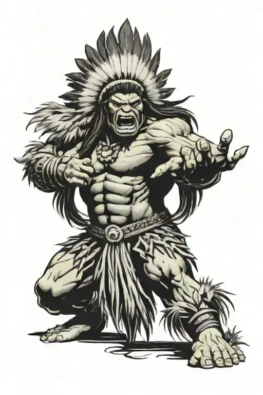 Full Body Hulk Indian Chief Angry Yelling