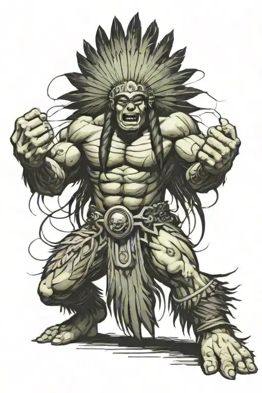 Full Body Hulk Indian Chief Angry Yelling