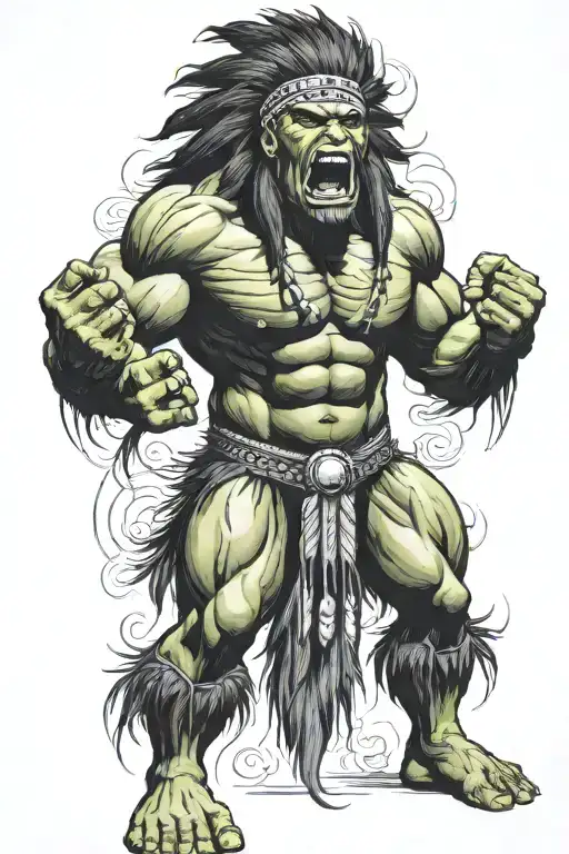 Full Body Hulk Indian Chief Angry Yelling