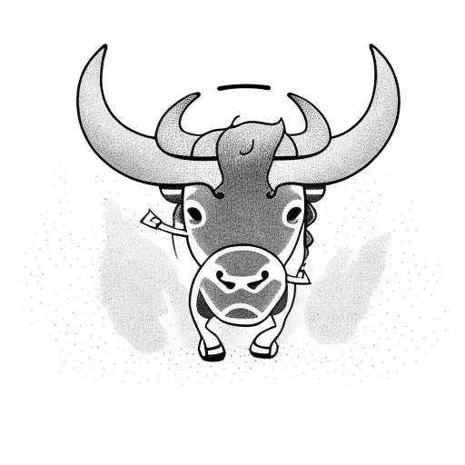 A Powerful Bull Wearing Headphones And Listening To Music While Standing On A Wave