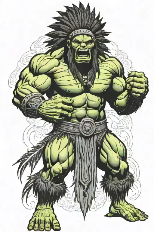 Full Body Hulk Indian Chief Angry Yelling