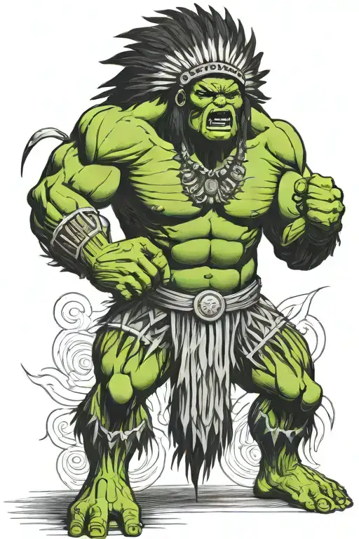 Full Body Hulk Indian Chief Angry Yelling