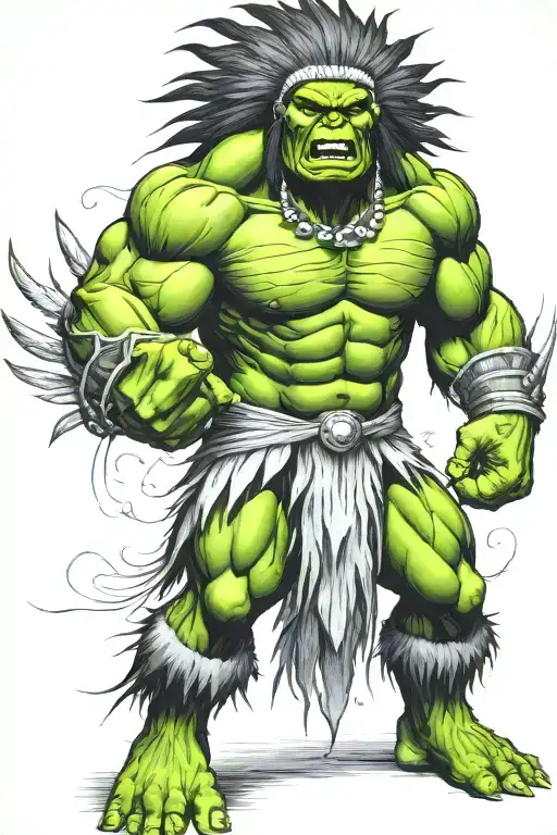 Full Body Hulk Indian Chief Angry Yelling