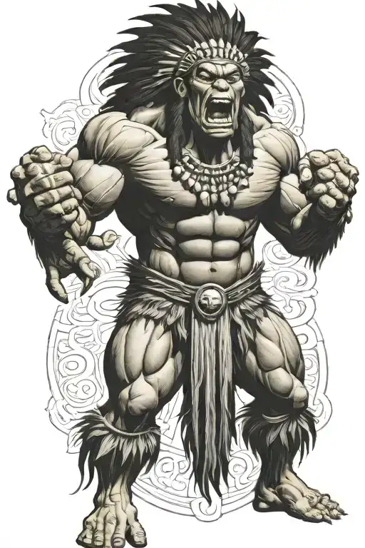 Full Body Hulk Indian Chief Angry Yelling